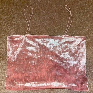 Pink Crushed Velvet Crop Top H&M